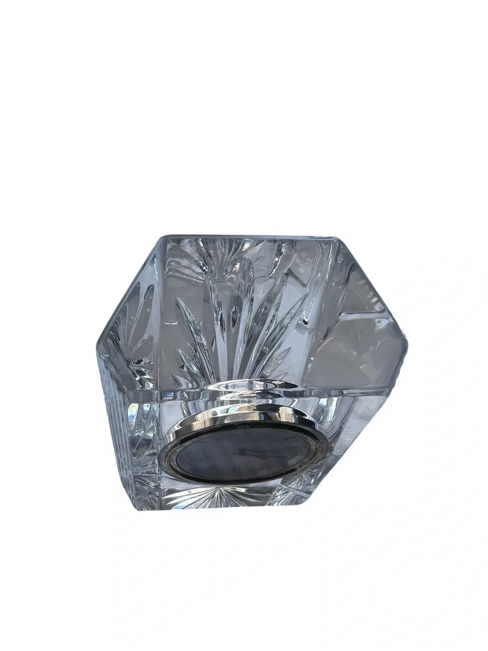 Waterford Clear Crystal Ireland Desk Clock 4” with Gold-Bezel
